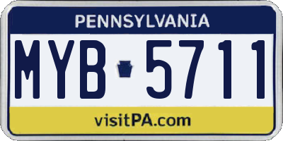 PA license plate MYB5711