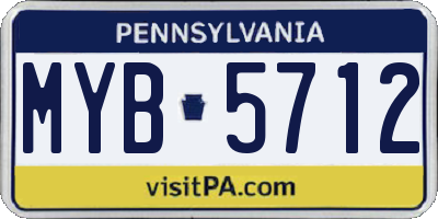 PA license plate MYB5712