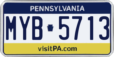 PA license plate MYB5713