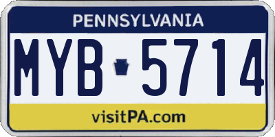 PA license plate MYB5714