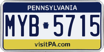 PA license plate MYB5715