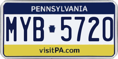 PA license plate MYB5720