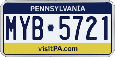PA license plate MYB5721
