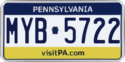 PA license plate MYB5722