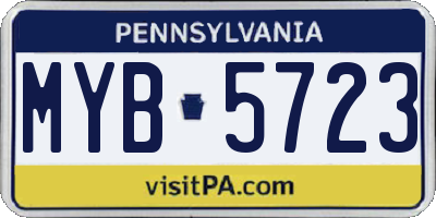 PA license plate MYB5723