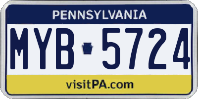 PA license plate MYB5724