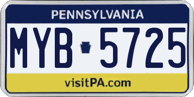 PA license plate MYB5725