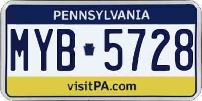 PA license plate MYB5728