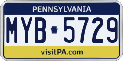 PA license plate MYB5729