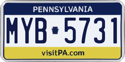 PA license plate MYB5731