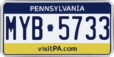 PA license plate MYB5733