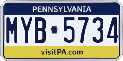 PA license plate MYB5734