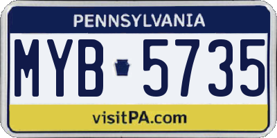 PA license plate MYB5735