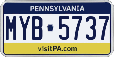 PA license plate MYB5737
