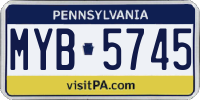 PA license plate MYB5745