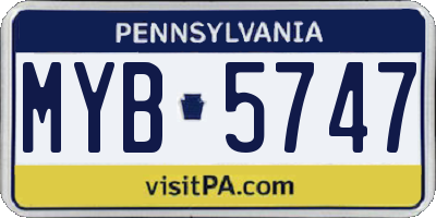 PA license plate MYB5747