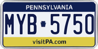 PA license plate MYB5750