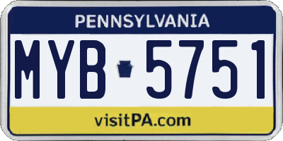 PA license plate MYB5751