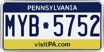 PA license plate MYB5752