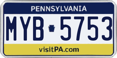 PA license plate MYB5753