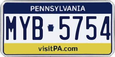 PA license plate MYB5754
