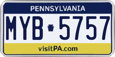 PA license plate MYB5757