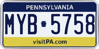 PA license plate MYB5758