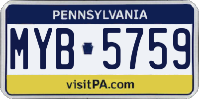PA license plate MYB5759
