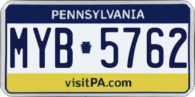 PA license plate MYB5762