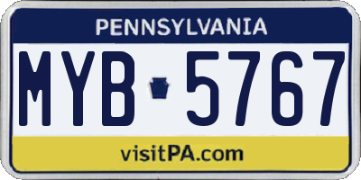 PA license plate MYB5767