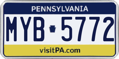 PA license plate MYB5772