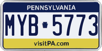 PA license plate MYB5773