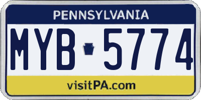 PA license plate MYB5774