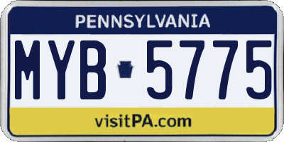 PA license plate MYB5775