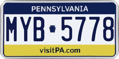 PA license plate MYB5778
