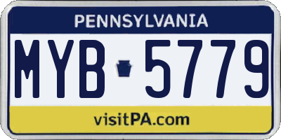 PA license plate MYB5779