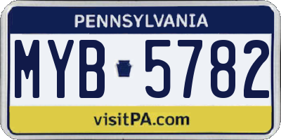 PA license plate MYB5782