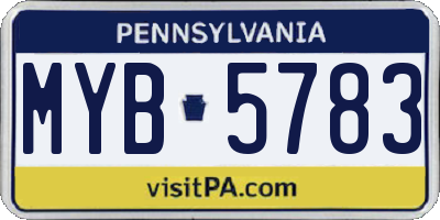 PA license plate MYB5783
