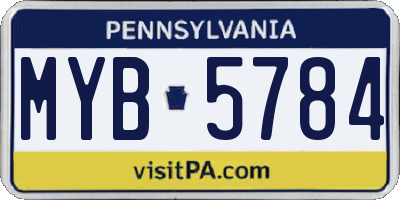 PA license plate MYB5784