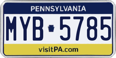 PA license plate MYB5785
