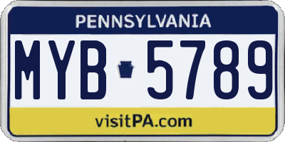PA license plate MYB5789