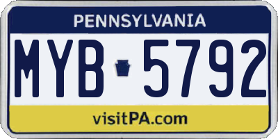PA license plate MYB5792