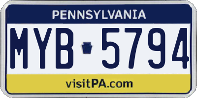 PA license plate MYB5794