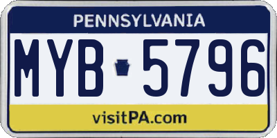 PA license plate MYB5796