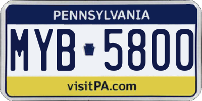 PA license plate MYB5800