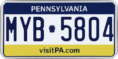 PA license plate MYB5804
