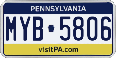 PA license plate MYB5806