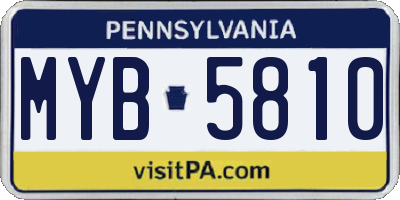 PA license plate MYB5810