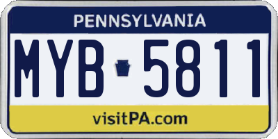 PA license plate MYB5811
