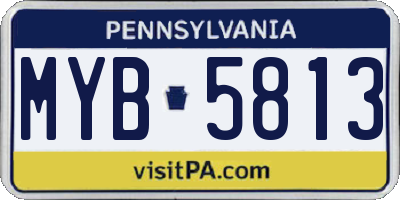 PA license plate MYB5813